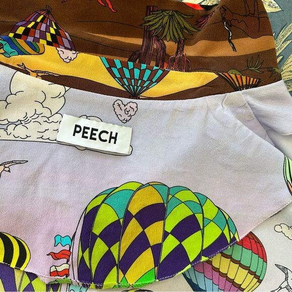 Peech Silk Colourful Hot Air Balloon Short sleeve Shirt - Picture 12 of 14